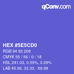 カラーコード: HEX #5E5CD0 | qconv.com