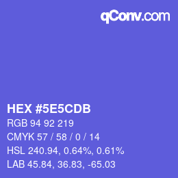 Farbcode: HEX #5E5CDB | qconv.com