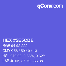 Color code: HEX #5E5CDE | qconv.com