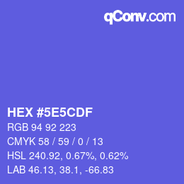 Farbcode: HEX #5E5CDF | qconv.com