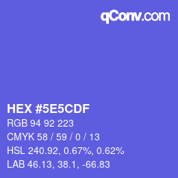 カラーコード: HEX #5E5CDF | qconv.com