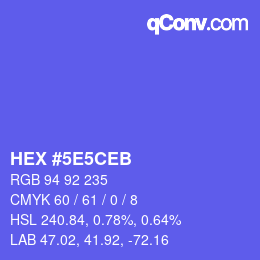 カラーコード: HEX #5E5CEB | qconv.com