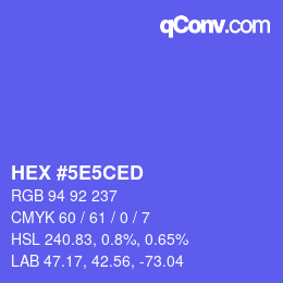 カラーコード: HEX #5E5CED | qconv.com
