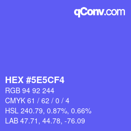 カラーコード: HEX #5E5CF4 | qconv.com