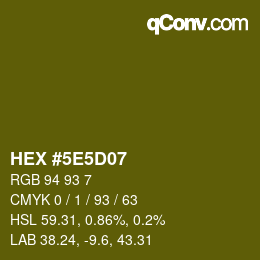 Farbcode: HEX #5E5D07 | qconv.com