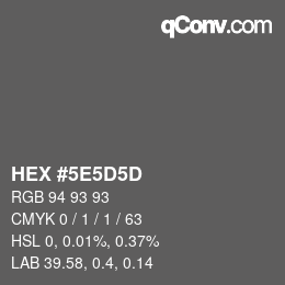 Color code: HEX #5E5D5D | qconv.com