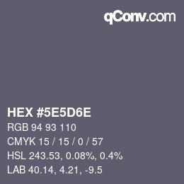 Code couleur: HEX #5E5D6E | qconv.com