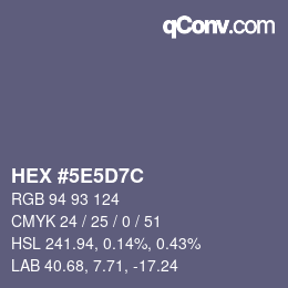 Color code: HEX #5E5D7C | qconv.com