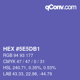 Farbcode: HEX #5E5DB1 | qconv.com