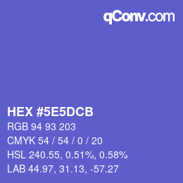 Color code: HEX #5E5DCB | qconv.com