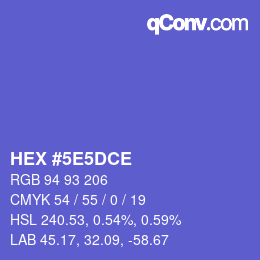 Color code: HEX #5E5DCE | qconv.com
