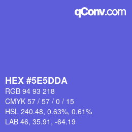 Color code: HEX #5E5DDA | qconv.com