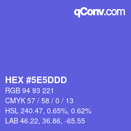 カラーコード: HEX #5E5DDD | qconv.com