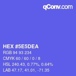 Color code: HEX #5E5DEA | qconv.com