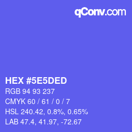 カラーコード: HEX #5E5DED | qconv.com