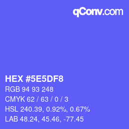 Color code: HEX #5E5DF8 | qconv.com