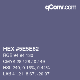 Código de color: HEX #5E5E82 | qconv.com