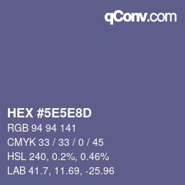 颜色代码: HEX #5E5E8D | qconv.com