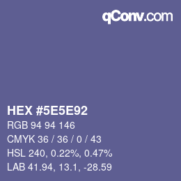 Farbcode: HEX #5E5E92 | qconv.com