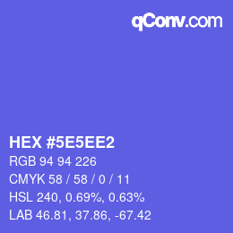 Code couleur: HEX #5E5EE2 | qconv.com