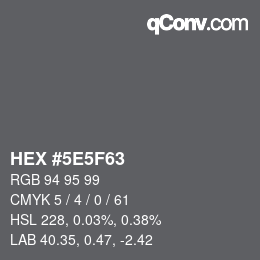 Color code: HEX #5E5F63 | qconv.com
