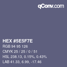 Code couleur: HEX #5E5F7E | qconv.com