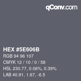 Color code: HEX #5E606B | qconv.com