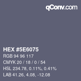 Farbcode: HEX #5E6075 | qconv.com