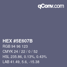 Color code: HEX #5E607B | qconv.com