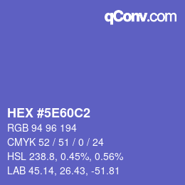 Farbcode: HEX #5E60C2 | qconv.com