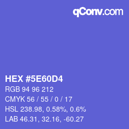 Farbcode: HEX #5E60D4 | qconv.com