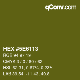 Farbcode: HEX #5E6113 | qconv.com