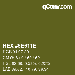 Color code: HEX #5E611E | qconv.com