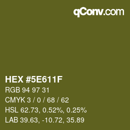 Color code: HEX #5E611F | qconv.com