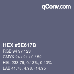 Color code: HEX #5E617B | qconv.com