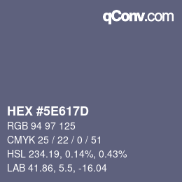 Color code: HEX #5E617D | qconv.com