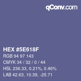 Color code: HEX #5E618F | qconv.com