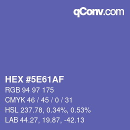 カラーコード: HEX #5E61AF | qconv.com