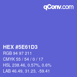 カラーコード: HEX #5E61D3 | qconv.com