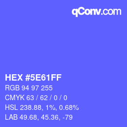 Color code: HEX #5E61FF | qconv.com