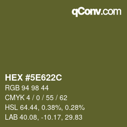 Color code: HEX #5E622C | qconv.com