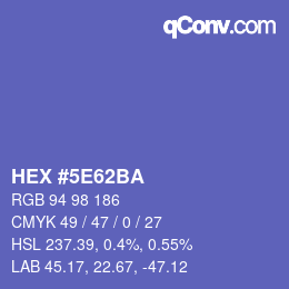 Color code: HEX #5E62BA | qconv.com