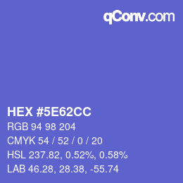 Color code: HEX #5E62CC | qconv.com