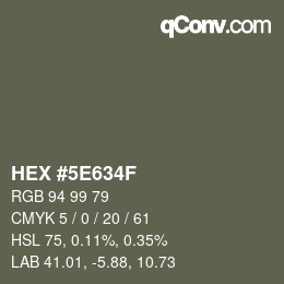 Color code: HEX #5E634F | qconv.com