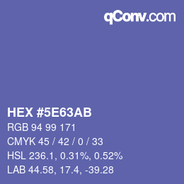 カラーコード: HEX #5E63AB | qconv.com
