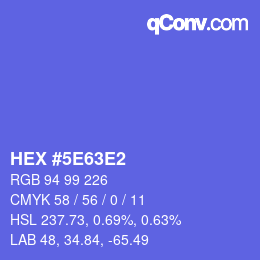 Farbcode: HEX #5E63E2 | qconv.com