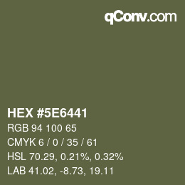 Color code: HEX #5E6441 | qconv.com