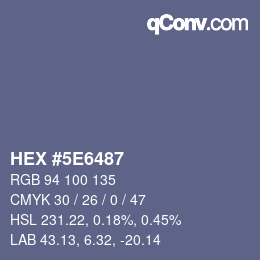 Farbcode: HEX #5E6487 | qconv.com