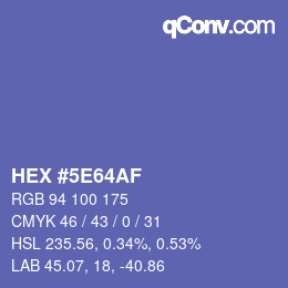 Farbcode: HEX #5E64AF | qconv.com