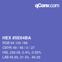 カラーコード: HEX #5E64BA | qconv.com